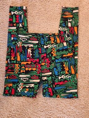 LuLaRoe Neon Geometric Aztec Print Leggings Sz .One Size